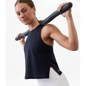 Athleta Womens XL Navy Grid Knit Singlet Lightweight Tank Top NWT!